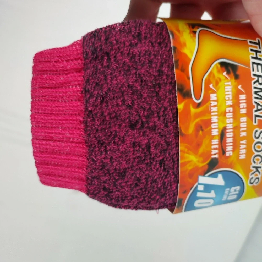 Lady's Heat Thermal Socks Pink Black Marl Wool Blend Thick Winter 1 Pair 9-11